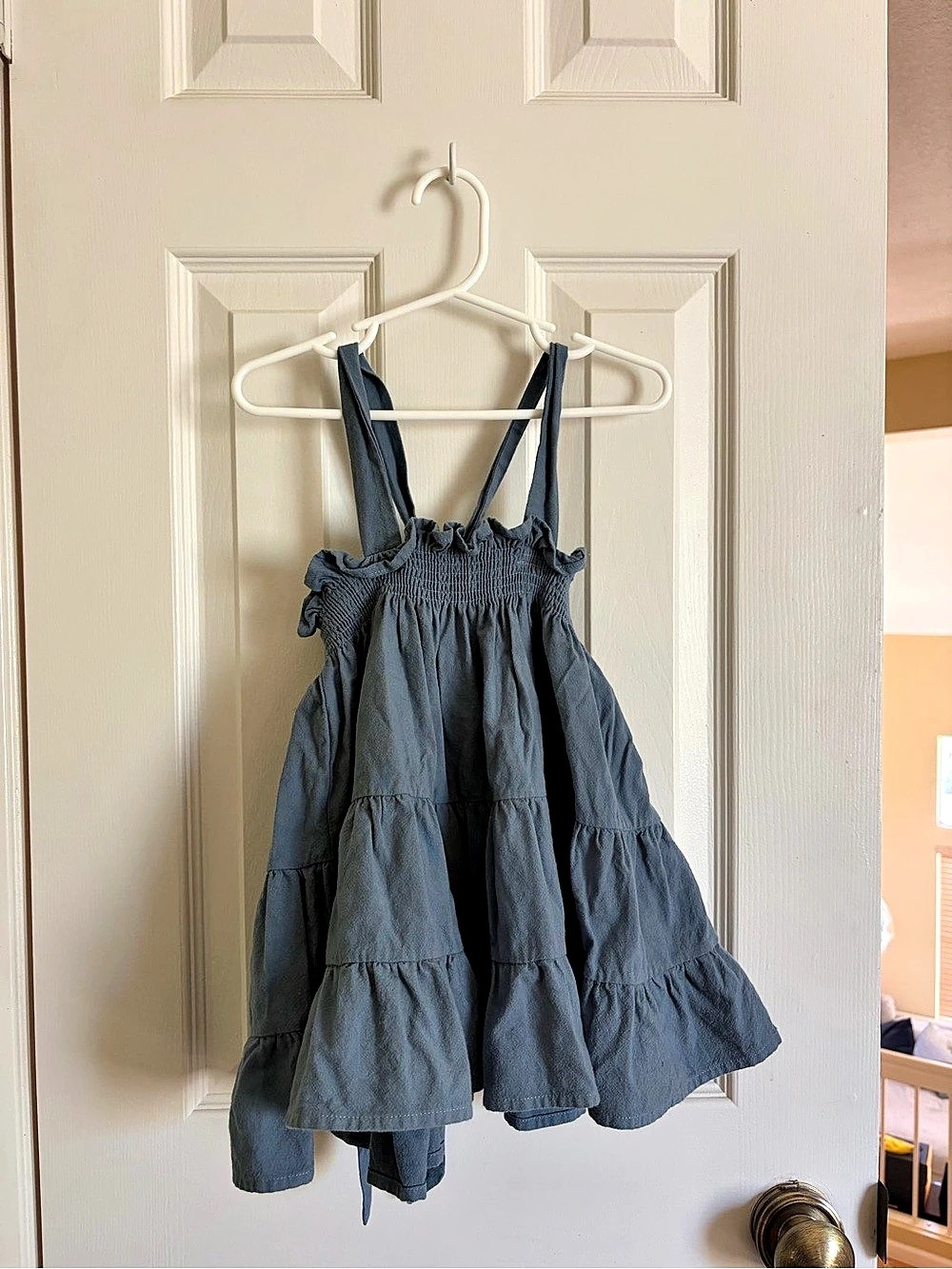 Noble Smocked Tiered Dress Girls Sundress Blue Size 3Y
